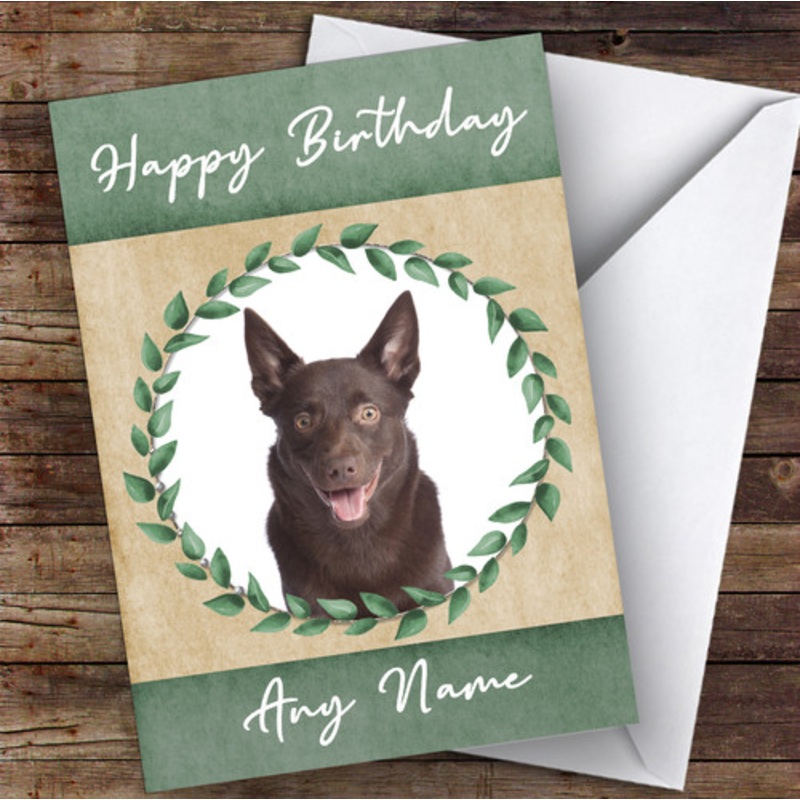 Australian Kelpie Dog Green Animal Personalised Birthday Card – The Card Zoo