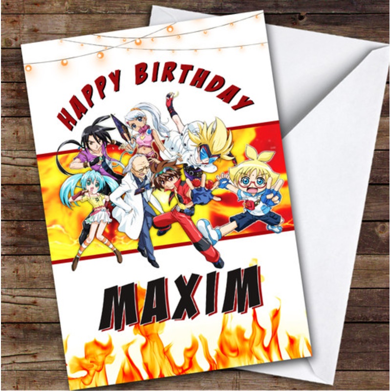 Bakugan Battle Gang Happy Fires Kids Personalised Children’s Birthday Card – The Card Zoo