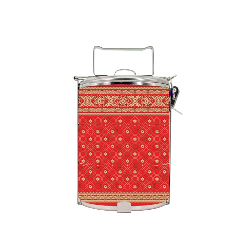 BDARI Tiffin Carrier – Indian Saree Chili Red (Nationwide Delivery)