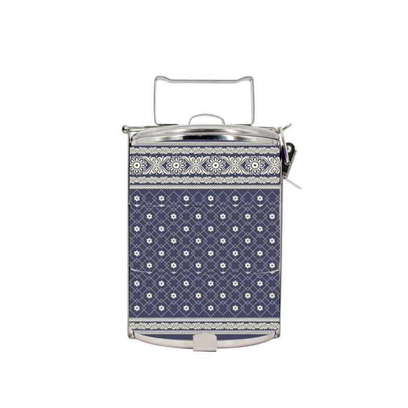BDARI Tiffin Carrier – Indian Saree Slate Blue (Nationwide Delivery)