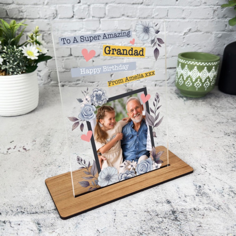 Grandfather Birthday Gift Super Grandad Photo Personalised Acrylic Plaque – The Card Zoo