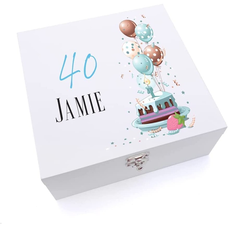 Personalised 40th Birthday Gifts For Him Keepsake Large Wooden Box