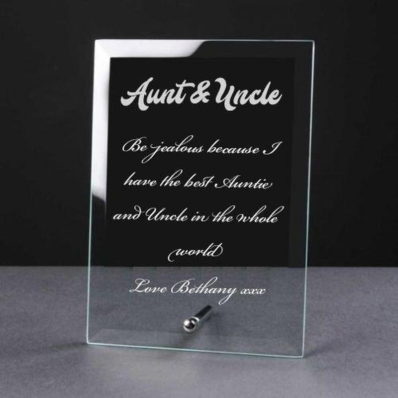 Personalised Engraved Glass Plaque Aunt and Uncle Gift