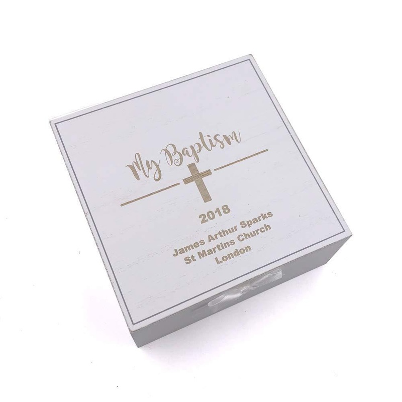 Personalised My Baptism White Wooden Keepsake Box Gift CG1309-18