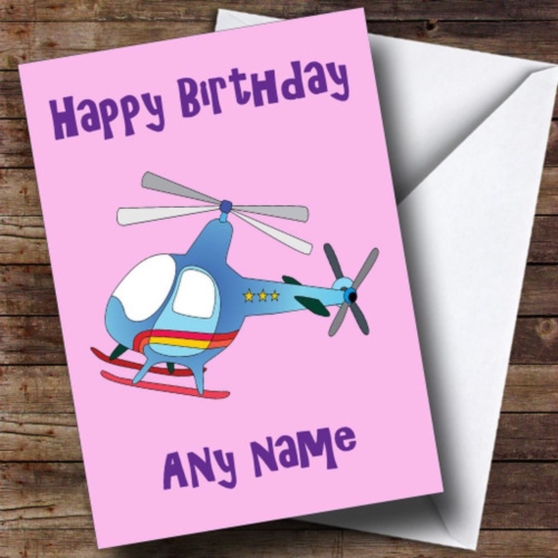Pink Helicopter Personalised Birthday Card – The Card Zoo