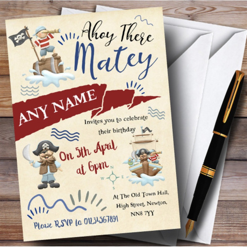 Pirate Themed Boys Children’s Birthday Party Invitations – The Card Zoo