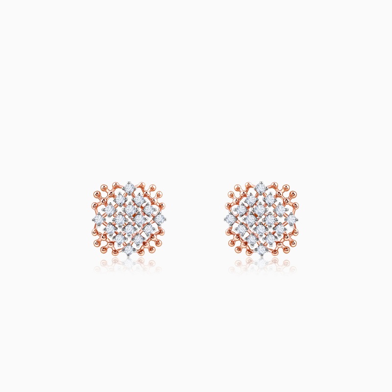 Rose Gold Classic Square Lab Grown Diamond Earrings