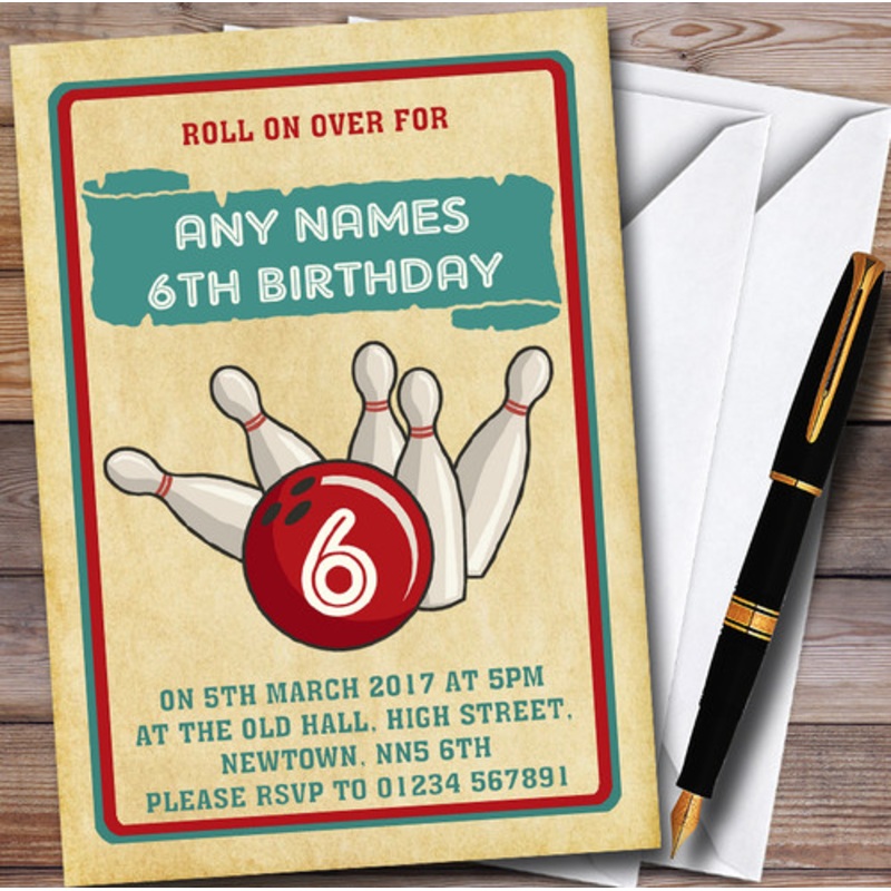 Vintage Retro Bowling Personalised Children’s Party Invitations – The Card Zoo