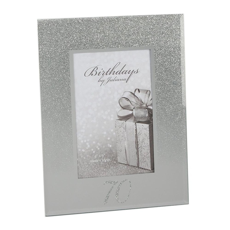70th Birthday Glitter and Mirror Photo Frame 4 x 6 Gift Boxed