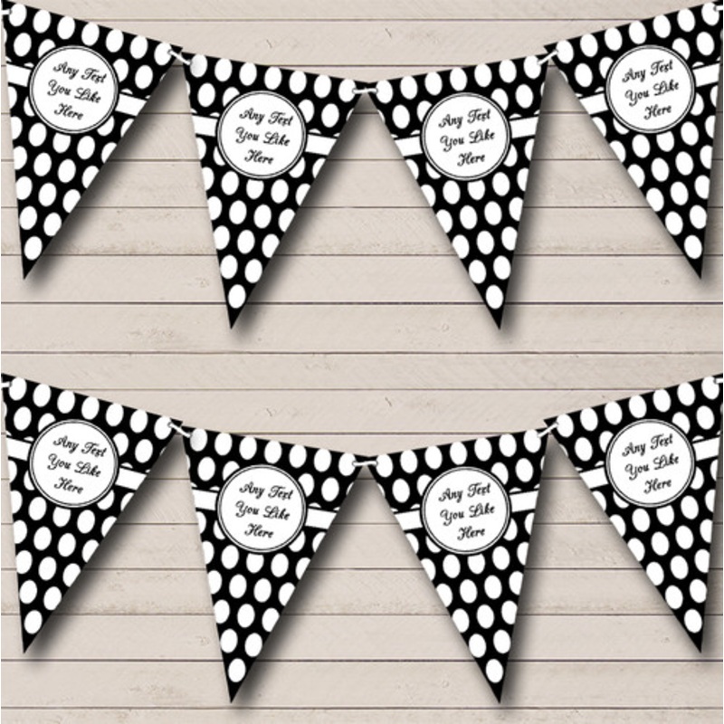 Black With Large White Spots Personalised Birthday Party Bunting – The Card Zoo