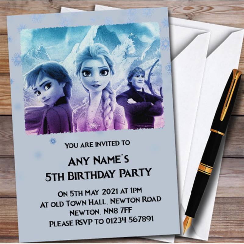 Disney Frozen Purple Blue Children’s Personalised Birthday Party Invitations – The Card Zoo