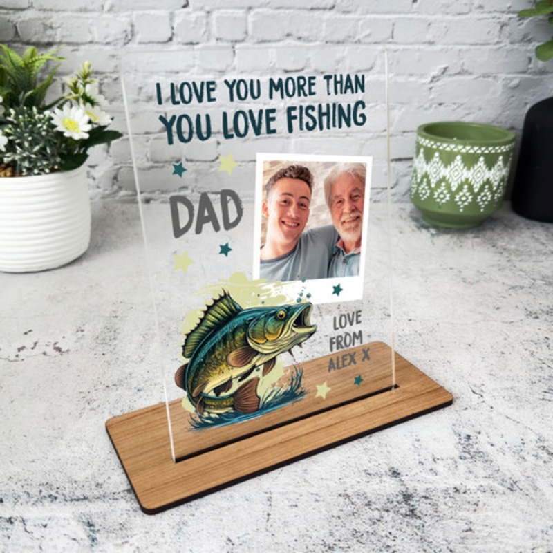 Fishing Gift For Dad Fishing Photo Fish Green Personalised Acrylic Plaque – The Card Zoo