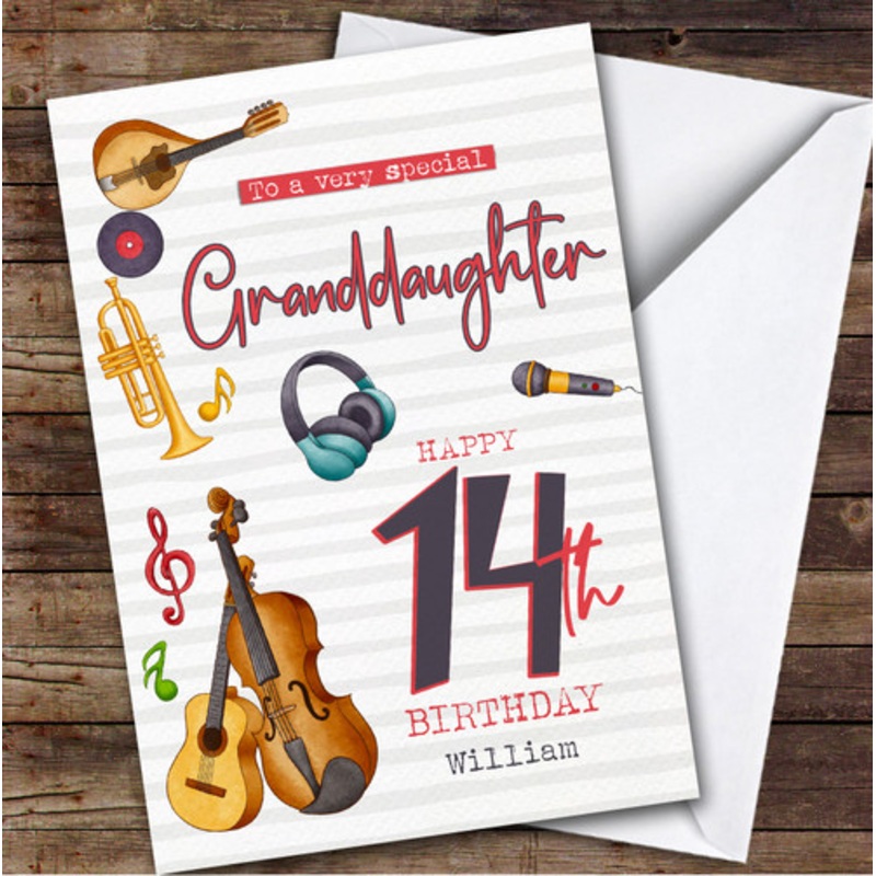 Granddaughter 14th Music Instruments Teenager Custom Personalised Birthday Card – The Card Zoo