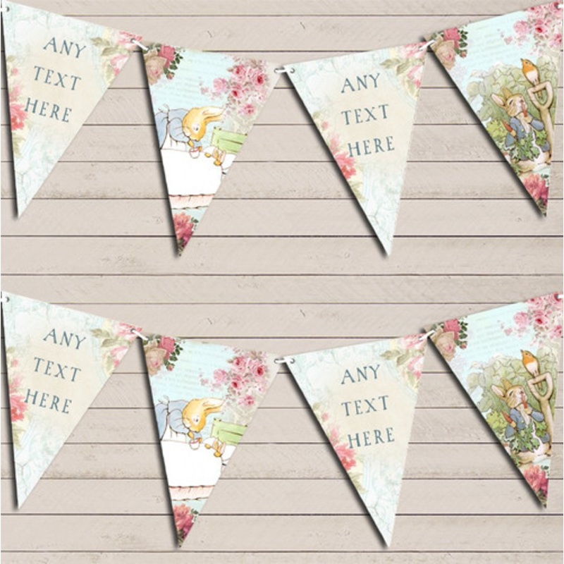 Pastel Floral Vintage Rustic Peter Rabbit Children’s Birthday Bunting – The Card Zoo