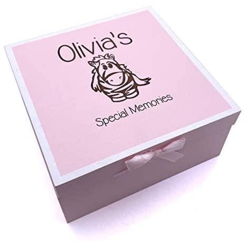 Personalised Baby Girl Pink Keepsake Memories Box Animal Themed