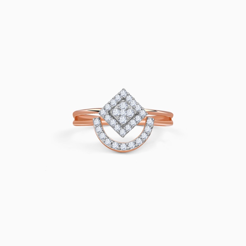 Rose Gold Halo Prism Diamond Ring