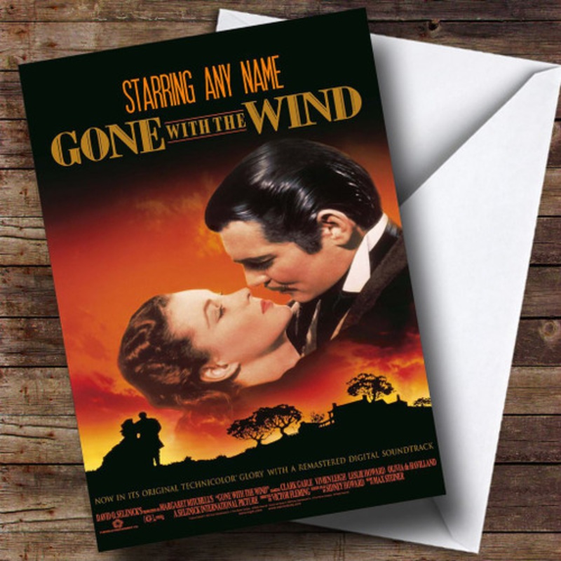 Spoof Gone With The Wind Movie Film Poster Personalised Birthday Card – The Card Zoo