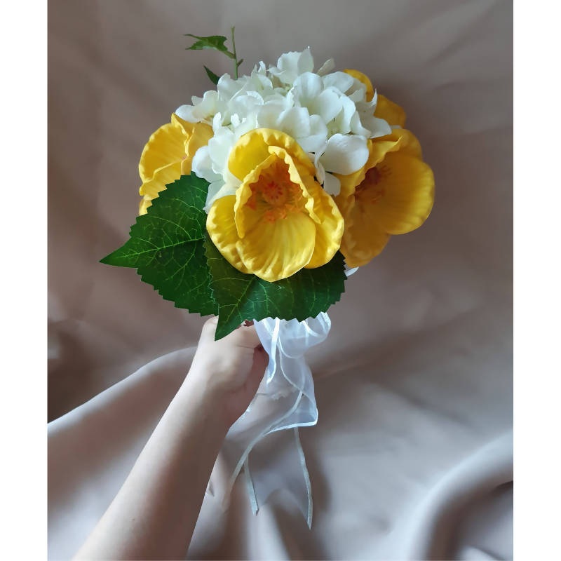Yellow and White Forever Bloom Artificial Flower Bouquet (Nationwide Delivery)