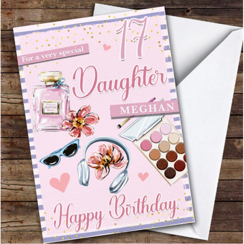 17th Daughter Pink Makeup Teenager Custom Personalised Birthday Card – The Card Zoo