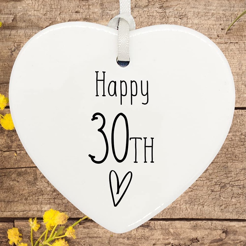 30th Birthday ornament, 30th keepsake, 30th ceramic heart gift