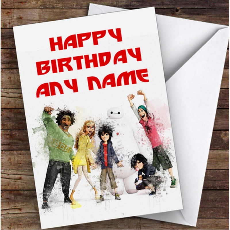 Big Hero 6 Watercolour Splatter Children’s Kids Personalised Birthday Card – The Card Zoo