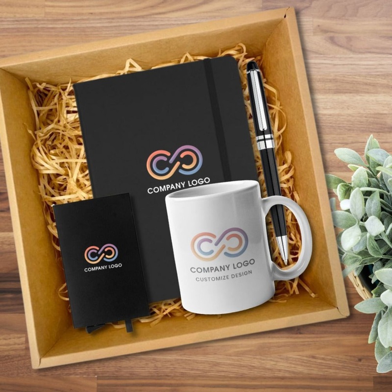 [Corporate Gift] – Customized Mug, PU Journal, Pen Set & RFID Cardholder [with Company Logo] | (West Malaysia Delivery Only)