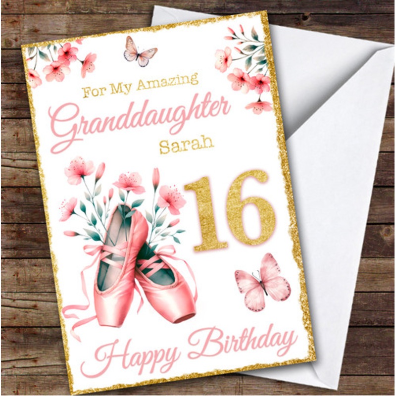 Granddaughter Gold 16th Ballet Dance Ballerina Teen Personalised Birthday Card – The Card Zoo