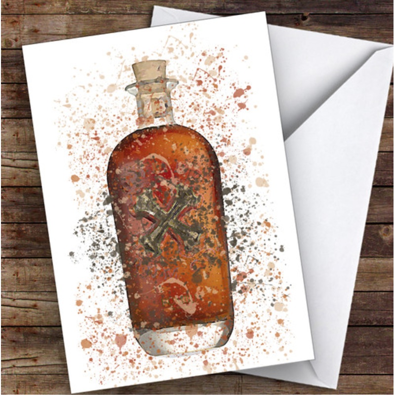 Watercolour Splatter Bumbo Spiced Rum Original Bottle Personalised Birthday Card – The Card Zoo