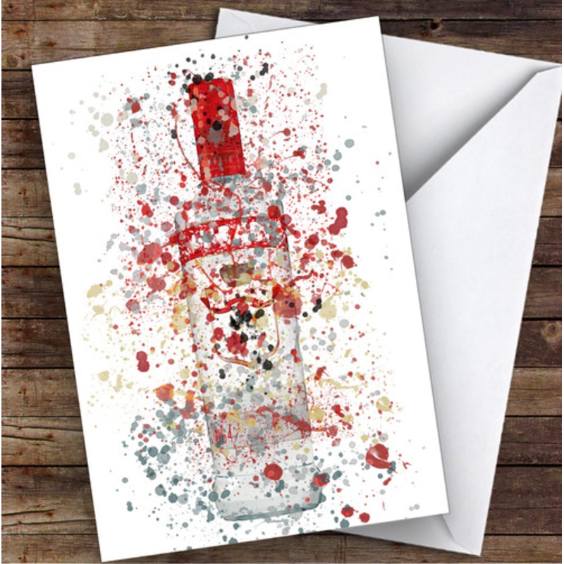 Watercolour Splatter Red Label 21 Vodka Bottle Personalised Birthday Card – The Card Zoo