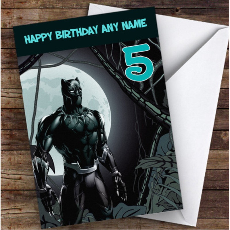 Black Panther Vintage Retro Children’s Kids Personalised Birthday Card – The Card Zoo
