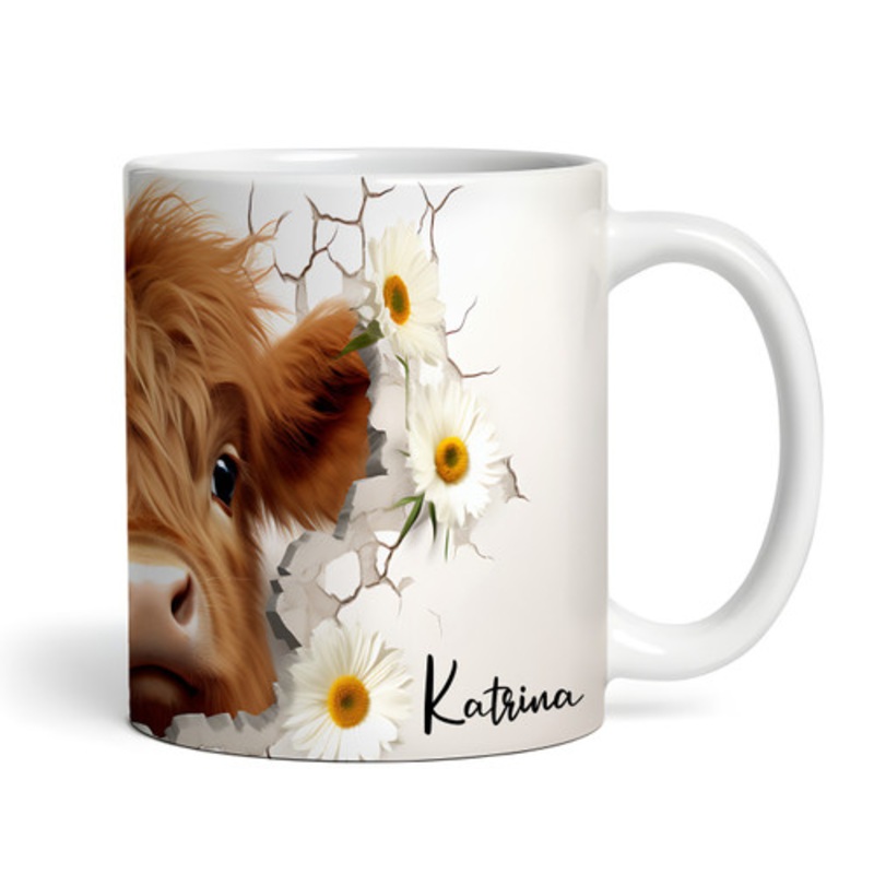 Cute 3D Peeking Highland Cow Name Tea Coffee Cup Custom Gift Personalised Mug – The Card Zoo