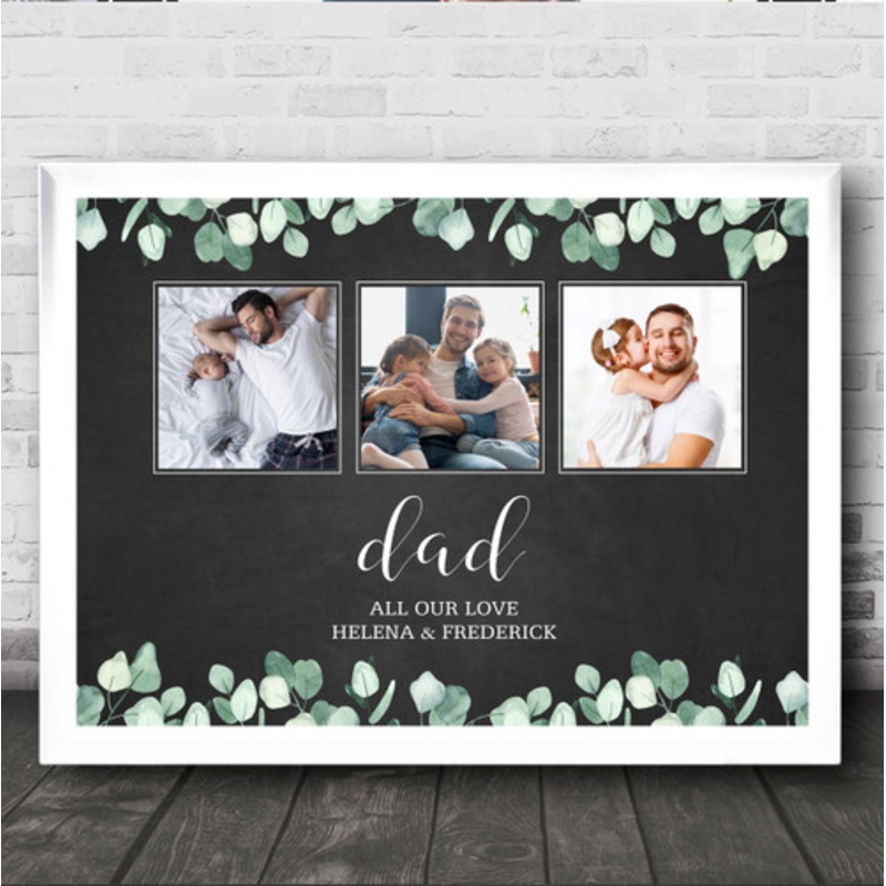 Fathers Day Dad and Photo Daddy Black Green Foliage Personalised Gift Print – The Card Zoo