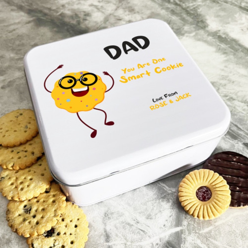 Funny Smart Cookie Dad Personalised Gift Cookies Treats Biscuit Tin – The Card Zoo