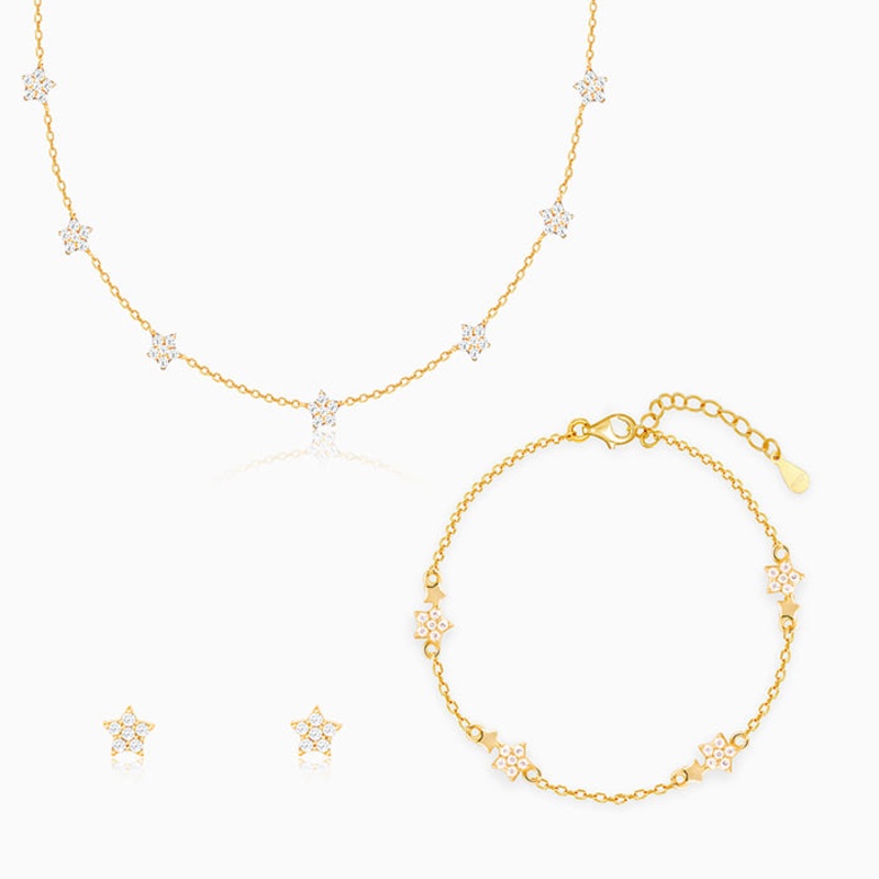 Golden Star Constellation Set Of Three