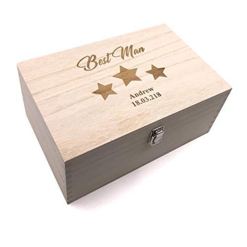 Raised Words Best Man Gift Personalised Large wooden Keepsake Box Gift