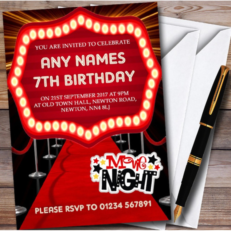 Red Carpet Film Movie Cinema Night Children’s Birthday Party Invitations – The Card Zoo