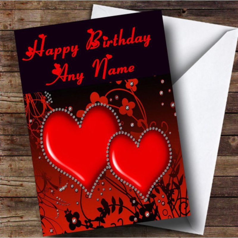 Red Diamond Heart Romantic Personalised Birthday Card – The Card Zoo