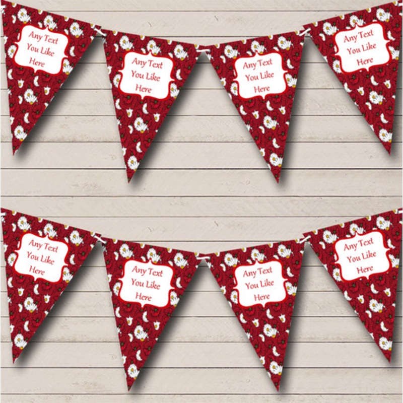 Red Poppy And Daisy Personalised Shabby Chic Garden Tea Party Bunting – The Card Zoo