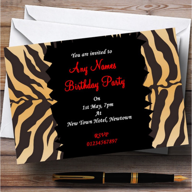 Animal Tiger Print Personalised Party Invitations – The Card Zoo