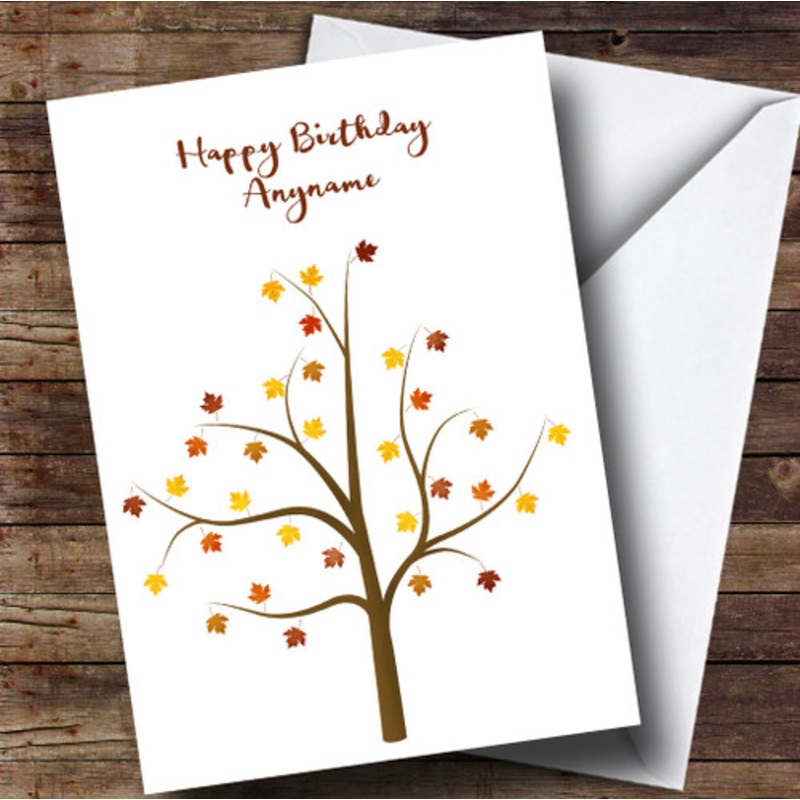 Autumn Tree Personalised Birthday Card – The Card Zoo