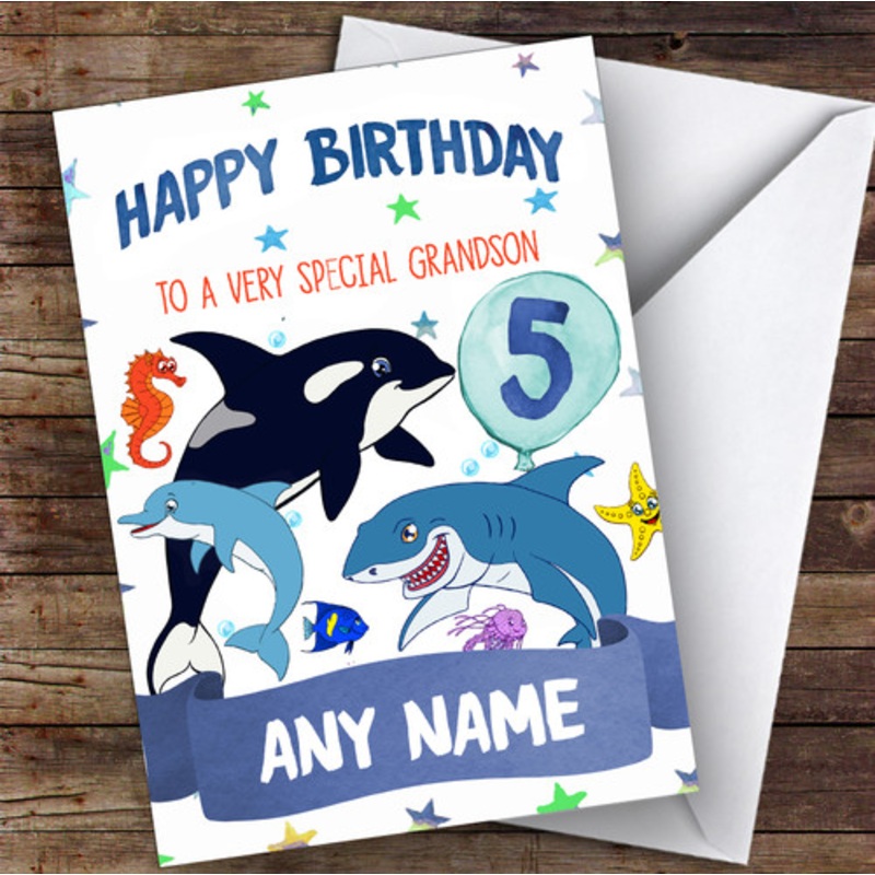 Personalised Boys Birthday Card Sea Life 1st 2nd 3rd 4th 5th 6th Grandson – The Card Zoo