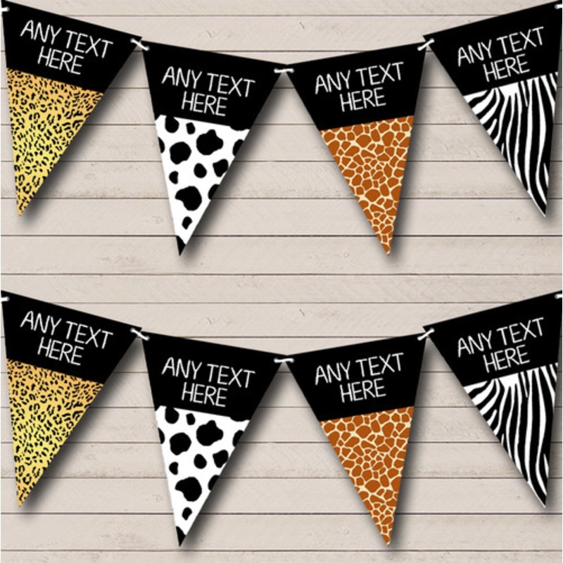 Animal Print Leopard Zebra Giraffe Personalised Birthday Party Bunting – The Card Zoo