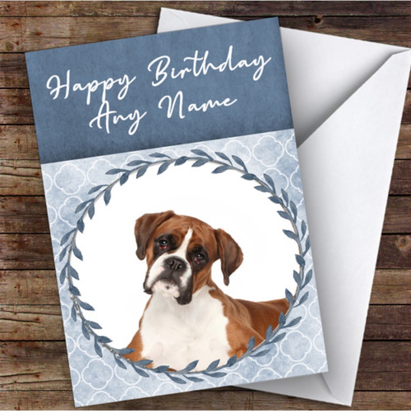Boxer Dog Blue Animal Personalised Birthday Card – The Card Zoo
