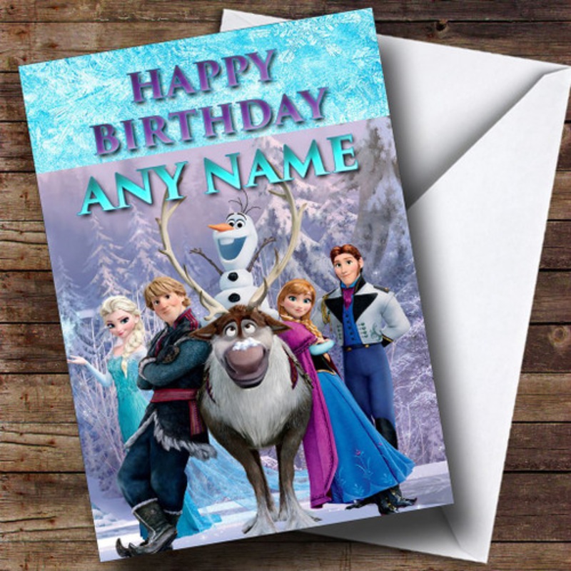 Frozen Characters Elsa Anna Hans Kristoff Olaf Sven Personalised Birthday Card – The Card Zoo