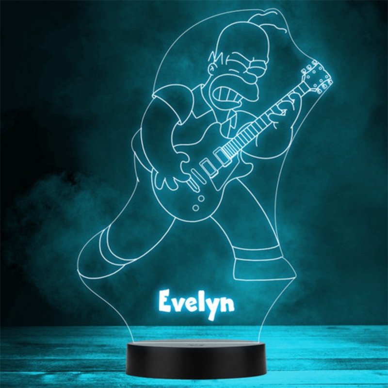 Homer Simpson Playing Guitar Personalised Gift Colour Change LED Night Light – The Card Zoo