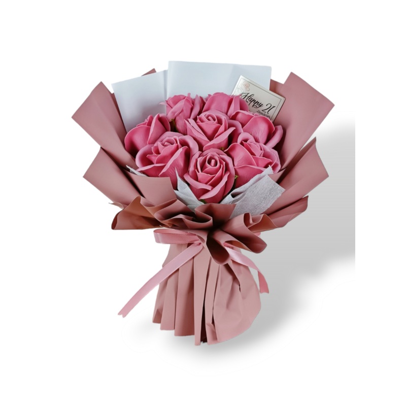 Lotus Pink Soap Roses Bouquet  Artificial Flower(Klang Valley Delivery)