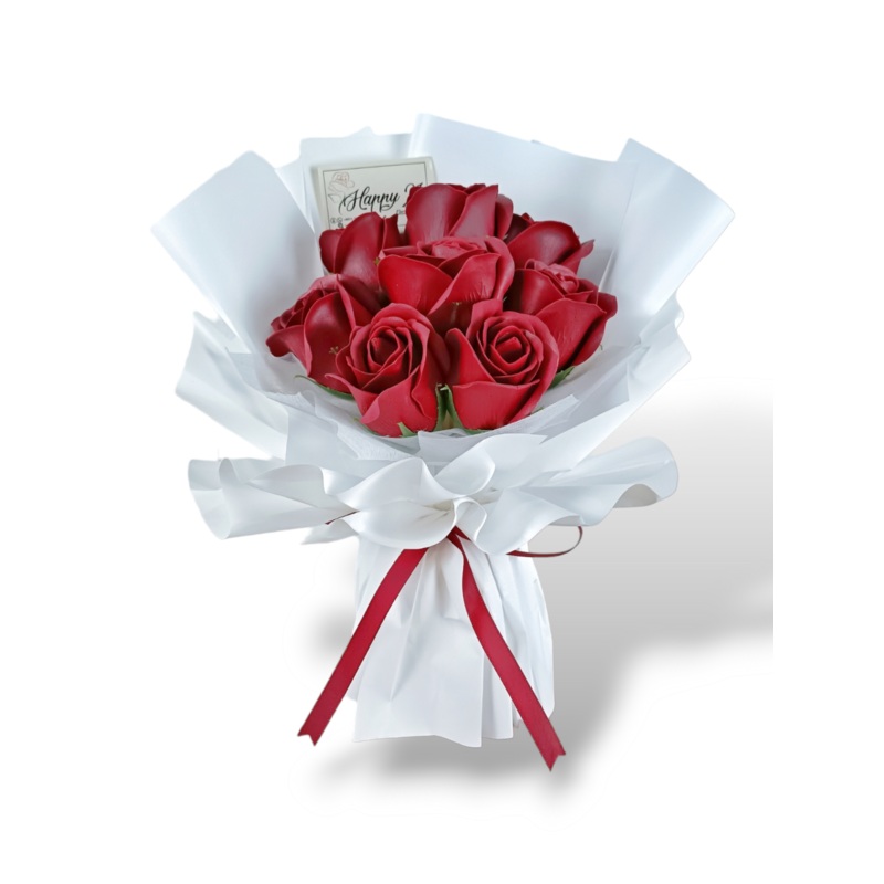 Maroon Soap Roses Bouquet Artificial Flower (Klang Valley Delivery)