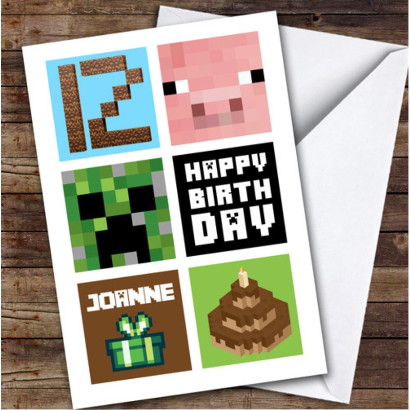 Minecraft 12th Birthday Age 12 Personalised Kids Children’s Birthday Card – The Card Zoo