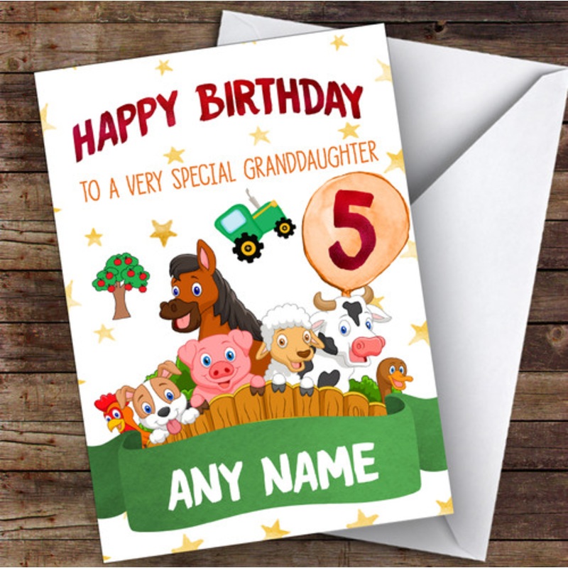 Personalised Birthday Card Farm 7th 8th 9th 10th 11th 12th Granddaughter – The Card Zoo