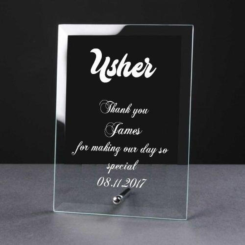 Personalised Engraved Glass Plaque Usher Gift